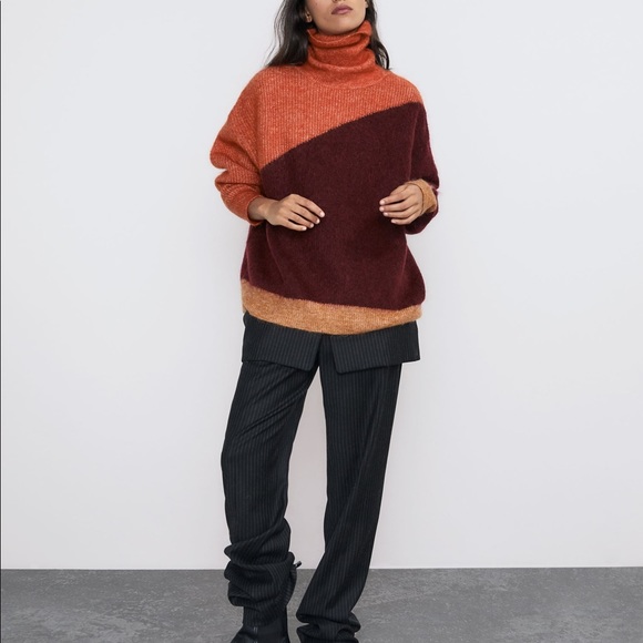 NWOT Zara Mohair Colorblock Sweater - Picture 7 of 16